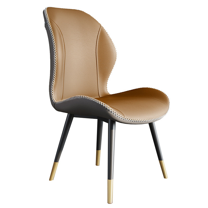 Scandinavian Style Wingback Side Chair Leather Dining Armless Chairs for Kitchen Coffee 1 Piece Clearhalo ' kitchen&dining_furn' 'Dining Chairs' 'Dining Tables & Seating' 'dining_chair' 'furn' 'furn_dining_chair' 'Furniture' 'furniture_dining_chair' 'Kitchen & Dining Furniture' 'kitchen' 3741469