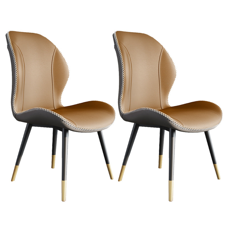 Scandinavian Style Wingback Side Chair Leather Dining Armless Chairs for Kitchen Coffee 2 Piece Set Clearhalo ' kitchen&dining_furn' 'Dining Chairs' 'Dining Tables & Seating' 'dining_chair' 'furn' 'furn_dining_chair' 'Furniture' 'furniture_dining_chair' 'Kitchen & Dining Furniture' 'kitchen' 3741470