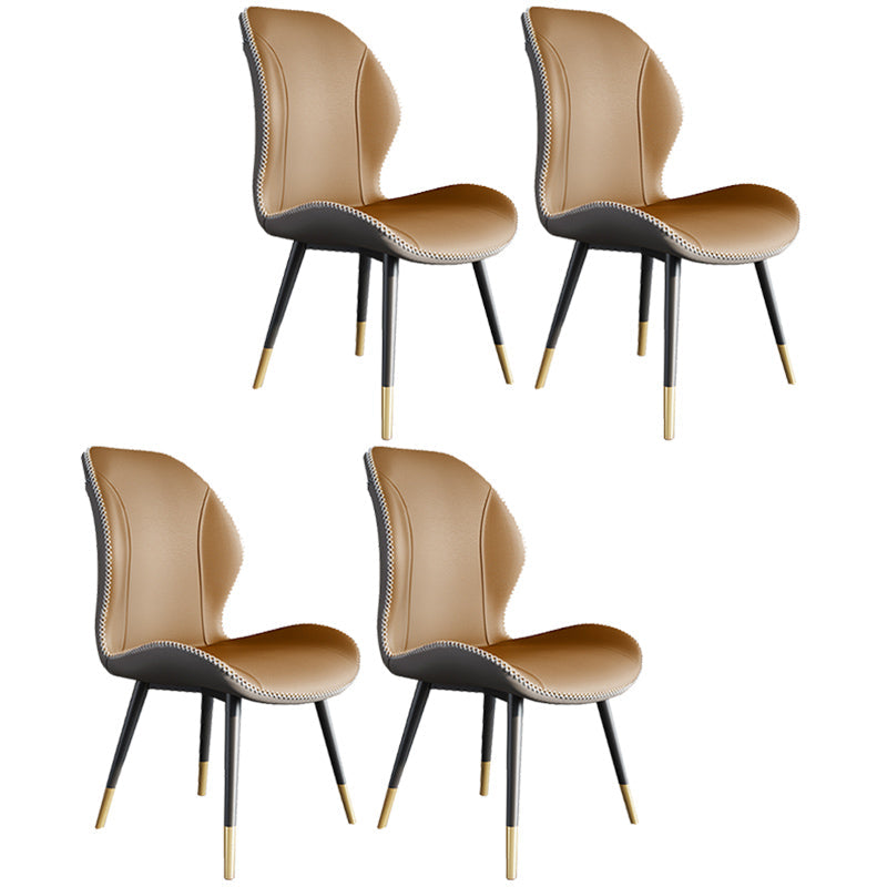 Scandinavian Style Wingback Side Chair Leather Dining Armless Chairs for Kitchen Coffee 4 Piece Set Clearhalo ' kitchen&dining_furn' 'Dining Chairs' 'Dining Tables & Seating' 'dining_chair' 'furn' 'furn_dining_chair' 'Furniture' 'furniture_dining_chair' 'Kitchen & Dining Furniture' 'kitchen' 3741472