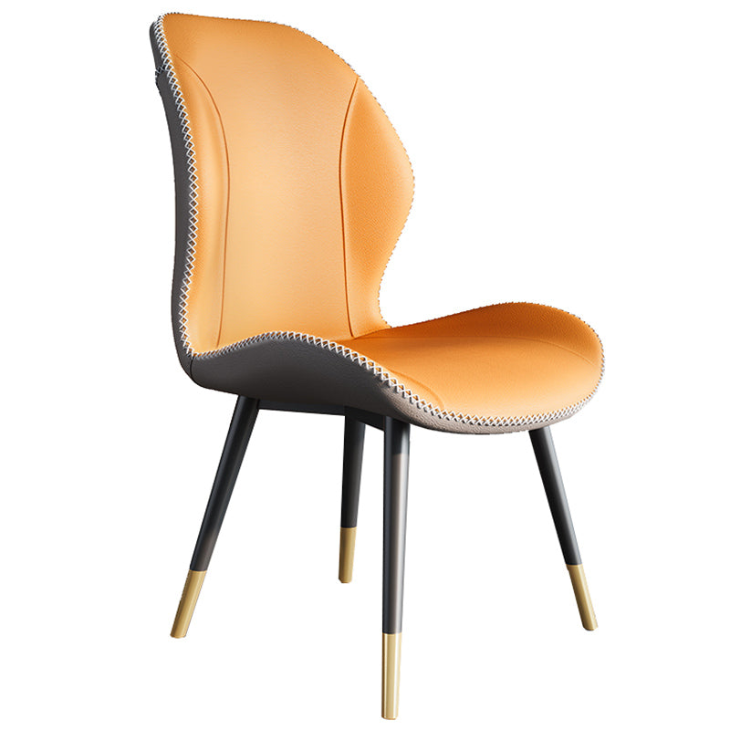 Scandinavian Style Wingback Side Chair Leather Dining Armless Chairs for Kitchen Orange 1 Piece Clearhalo ' kitchen&dining_furn' 'Dining Chairs' 'Dining Tables & Seating' 'dining_chair' 'furn' 'furn_dining_chair' 'Furniture' 'furniture_dining_chair' 'Kitchen & Dining Furniture' 'kitchen' 3741474