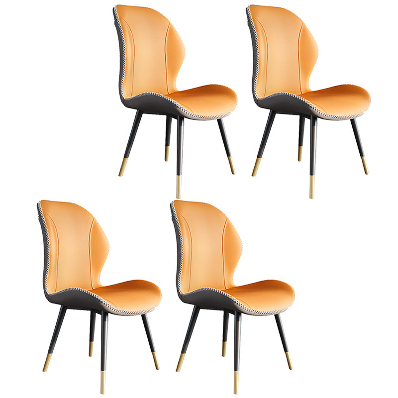 Scandinavian Style Wingback Side Chair Leather Dining Armless Chairs for Kitchen Orange 4 Piece Set Clearhalo ' kitchen&dining_furn' 'Dining Chairs' 'Dining Tables & Seating' 'dining_chair' 'furn' 'furn_dining_chair' 'Furniture' 'furniture_dining_chair' 'Kitchen & Dining Furniture' 'kitchen' 3741478