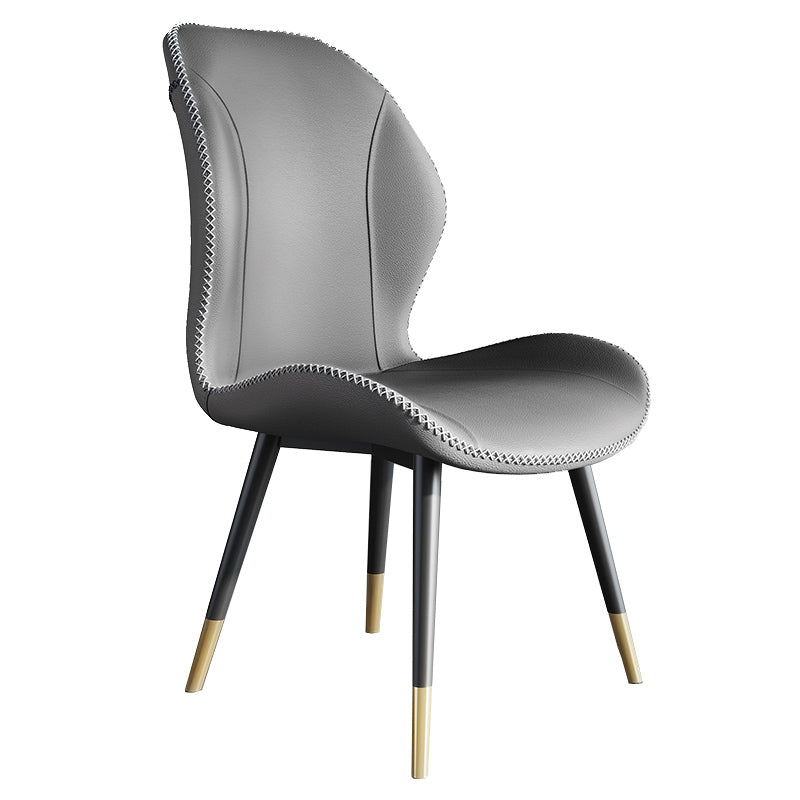 Scandinavian Style Wingback Side Chair Leather Dining Armless Chairs for Kitchen Grey 1 Piece Clearhalo ' kitchen&dining_furn' 'Dining Chairs' 'Dining Tables & Seating' 'dining_chair' 'furn' 'furn_dining_chair' 'Furniture' 'furniture_dining_chair' 'Kitchen & Dining Furniture' 'kitchen' 3741481