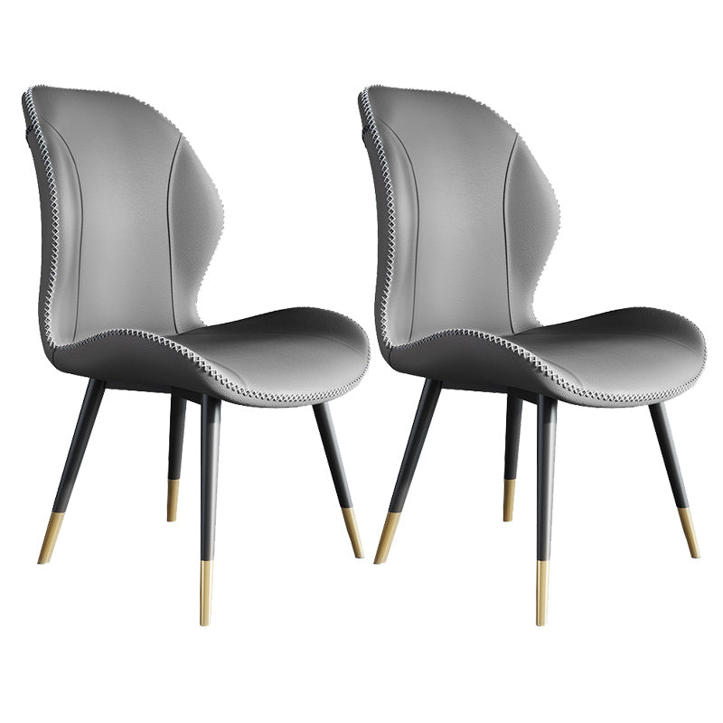 Scandinavian Style Wingback Side Chair Leather Dining Armless Chairs for Kitchen Grey 2 Piece Set Clearhalo ' kitchen&dining_furn' 'Dining Chairs' 'Dining Tables & Seating' 'dining_chair' 'furn' 'furn_dining_chair' 'Furniture' 'furniture_dining_chair' 'Kitchen & Dining Furniture' 'kitchen' 3741483