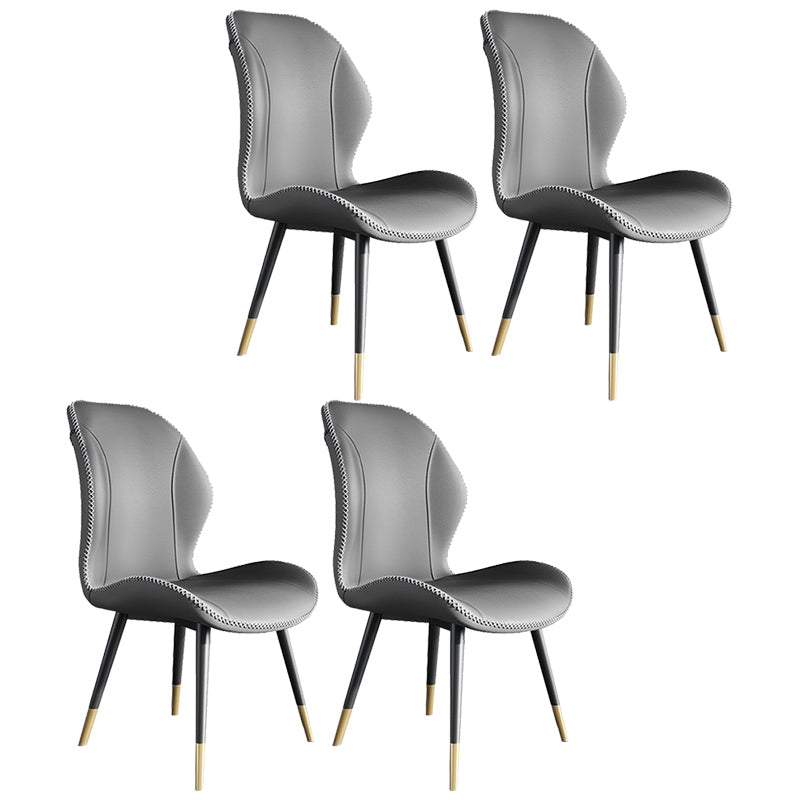 Scandinavian Style Wingback Side Chair Leather Dining Armless Chairs for Kitchen Grey 4 Piece Set Clearhalo ' kitchen&dining_furn' 'Dining Chairs' 'Dining Tables & Seating' 'dining_chair' 'furn' 'furn_dining_chair' 'Furniture' 'furniture_dining_chair' 'Kitchen & Dining Furniture' 'kitchen' 3741484