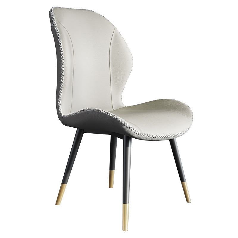Scandinavian Style Wingback Side Chair Leather Dining Armless Chairs for Kitchen White 1 Piece Clearhalo ' kitchen&dining_furn' 'Dining Chairs' 'Dining Tables & Seating' 'dining_chair' 'furn' 'furn_dining_chair' 'Furniture' 'furniture_dining_chair' 'Kitchen & Dining Furniture' 'kitchen' 3741485