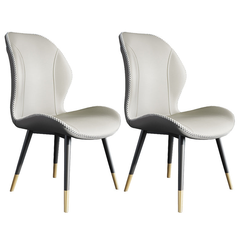Scandinavian Style Wingback Side Chair Leather Dining Armless Chairs for Kitchen White 2 Piece Set Clearhalo ' kitchen&dining_furn' 'Dining Chairs' 'Dining Tables & Seating' 'dining_chair' 'furn' 'furn_dining_chair' 'Furniture' 'furniture_dining_chair' 'Kitchen & Dining Furniture' 'kitchen' 3741486