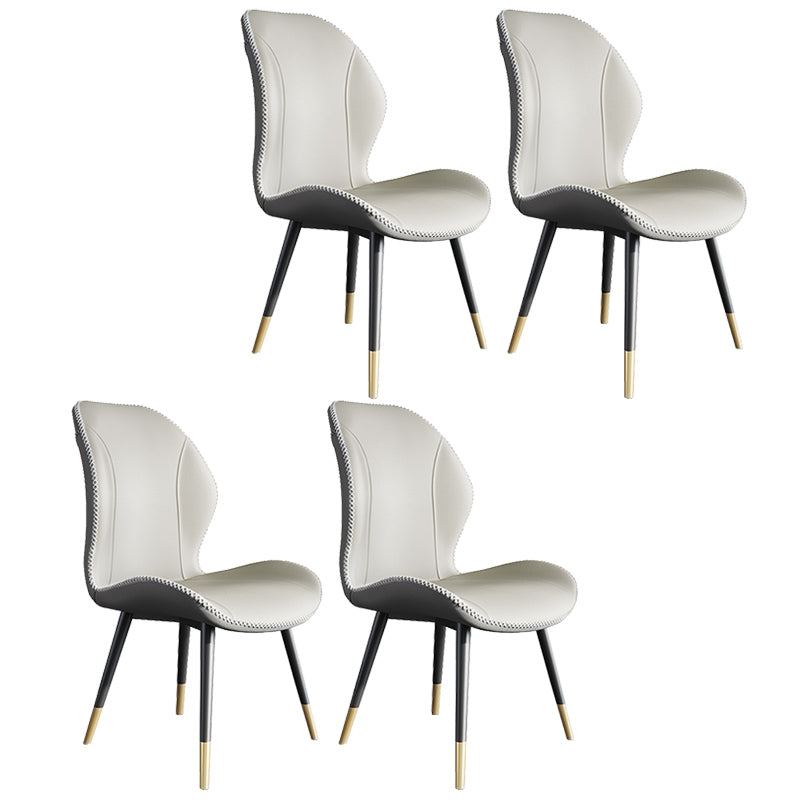 Scandinavian Style Wingback Side Chair Leather Dining Armless Chairs for Kitchen White 4 Piece Set Clearhalo ' kitchen&dining_furn' 'Dining Chairs' 'Dining Tables & Seating' 'dining_chair' 'furn' 'furn_dining_chair' 'Furniture' 'furniture_dining_chair' 'Kitchen & Dining Furniture' 'kitchen' 3741487