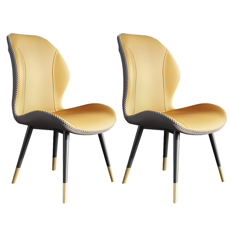 Scandinavian Style Wingback Side Chair Leather Dining Armless Chairs for Kitchen Orange 2 Piece Set Clearhalo ' kitchen&dining_furn' 'Dining Chairs' 'Dining Tables & Seating' 'dining_chair' 'furn' 'furn_dining_chair' 'Furniture' 'furniture_dining_chair' 'Kitchen & Dining Furniture' 'kitchen' 3741489