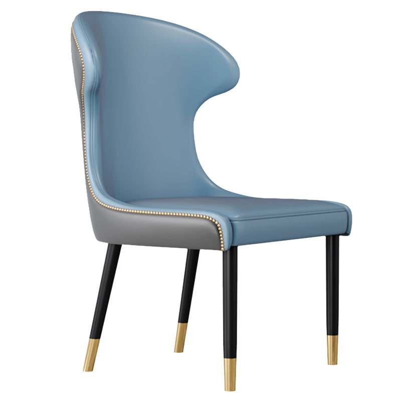Scandinavian Style Wingback Side Chair Leather Dining Armless Chairs for Home Use Blue 1 Piece Clearhalo ' kitchen&dining_furn' 'Dining Chairs' 'Dining Tables & Seating' 'dining_chair' 'furn' 'furn_dining_chair' 'Furniture' 'furniture_dining_chair' 'Kitchen & Dining Furniture' 'kitchen' 3741492