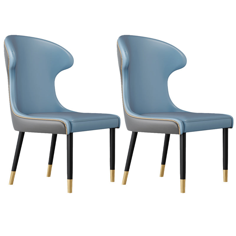 Scandinavian Style Wingback Side Chair Leather Dining Armless Chairs for Home Use Blue 2 Piece Set Clearhalo ' kitchen&dining_furn' 'Dining Chairs' 'Dining Tables & Seating' 'dining_chair' 'furn' 'furn_dining_chair' 'Furniture' 'furniture_dining_chair' 'Kitchen & Dining Furniture' 'kitchen' 3741493