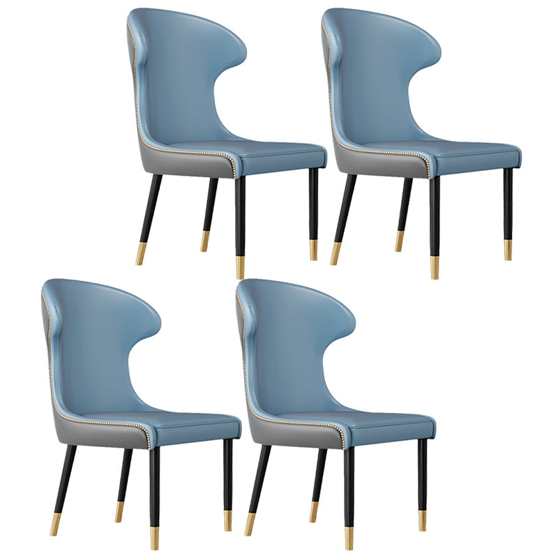 Scandinavian Style Wingback Side Chair Leather Dining Armless Chairs for Home Use Blue 4 Piece Set Clearhalo ' kitchen&dining_furn' 'Dining Chairs' 'Dining Tables & Seating' 'dining_chair' 'furn' 'furn_dining_chair' 'Furniture' 'furniture_dining_chair' 'Kitchen & Dining Furniture' 'kitchen' 3741496