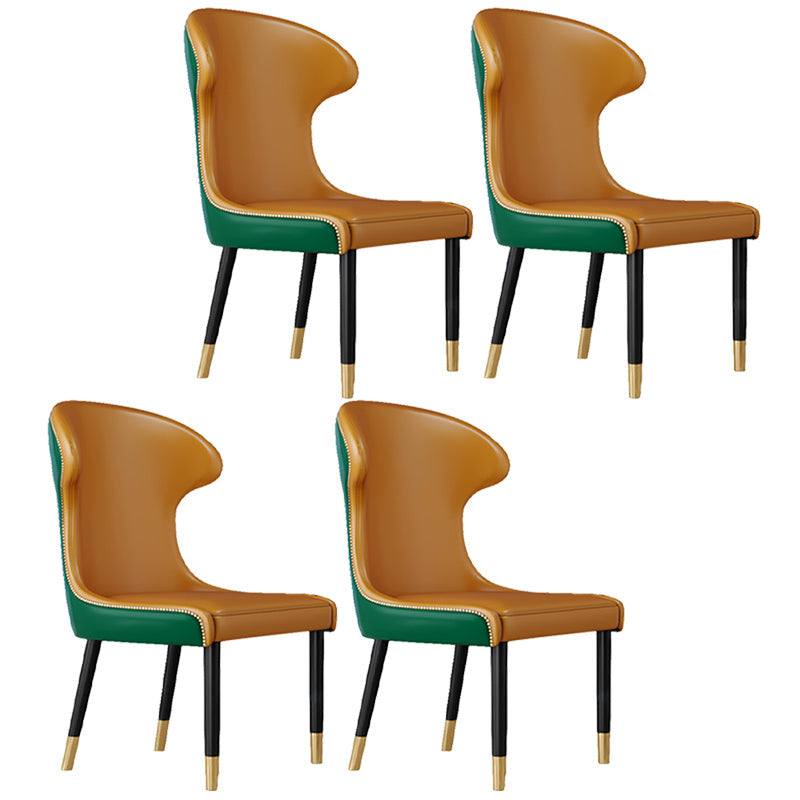 Scandinavian Style Wingback Side Chair Leather Dining Armless Chairs for Home Use Orange 4 Piece Set Clearhalo ' kitchen&dining_furn' 'Dining Chairs' 'Dining Tables & Seating' 'dining_chair' 'furn' 'furn_dining_chair' 'Furniture' 'furniture_dining_chair' 'Kitchen & Dining Furniture' 'kitchen' 3741501