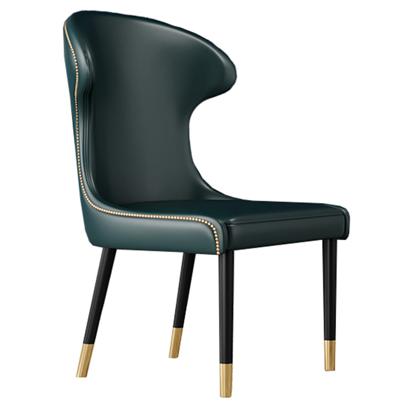Scandinavian Style Wingback Side Chair Leather Dining Armless Chairs for Home Use Blackish Green 1 Piece Clearhalo ' kitchen&dining_furn' 'Dining Chairs' 'Dining Tables & Seating' 'dining_chair' 'furn' 'furn_dining_chair' 'Furniture' 'furniture_dining_chair' 'Kitchen & Dining Furniture' 'kitchen' 3741503