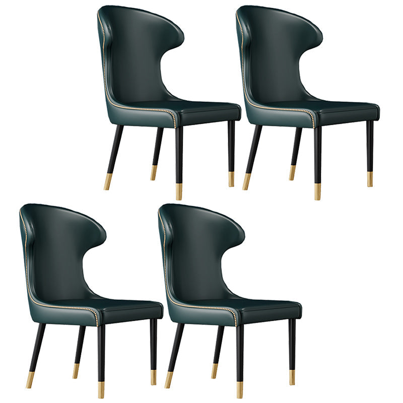 Scandinavian Style Wingback Side Chair Leather Dining Armless Chairs for Home Use Blackish Green 4 Piece Set Clearhalo ' kitchen&dining_furn' 'Dining Chairs' 'Dining Tables & Seating' 'dining_chair' 'furn' 'furn_dining_chair' 'Furniture' 'furniture_dining_chair' 'Kitchen & Dining Furniture' 'kitchen' 3741507