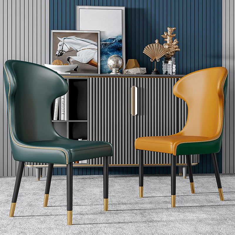 Scandinavian Style Wingback Side Chair Leather Dining Armless Chairs for Home Use Clearhalo ' kitchen&dining_furn' 'Dining Chairs' 'Dining Tables & Seating' 'dining_chair' 'furn' 'furn_dining_chair' 'Furniture' 'furniture_dining_chair' 'Kitchen & Dining Furniture' 'kitchen' 3741509
