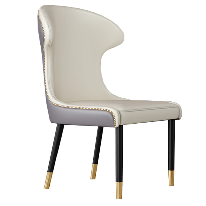 Scandinavian Style Wingback Side Chair Leather Dining Armless Chairs for Home Use White 1 Piece Clearhalo ' kitchen&dining_furn' 'Dining Chairs' 'Dining Tables & Seating' 'dining_chair' 'furn' 'furn_dining_chair' 'Furniture' 'furniture_dining_chair' 'Kitchen & Dining Furniture' 'kitchen' 3741510