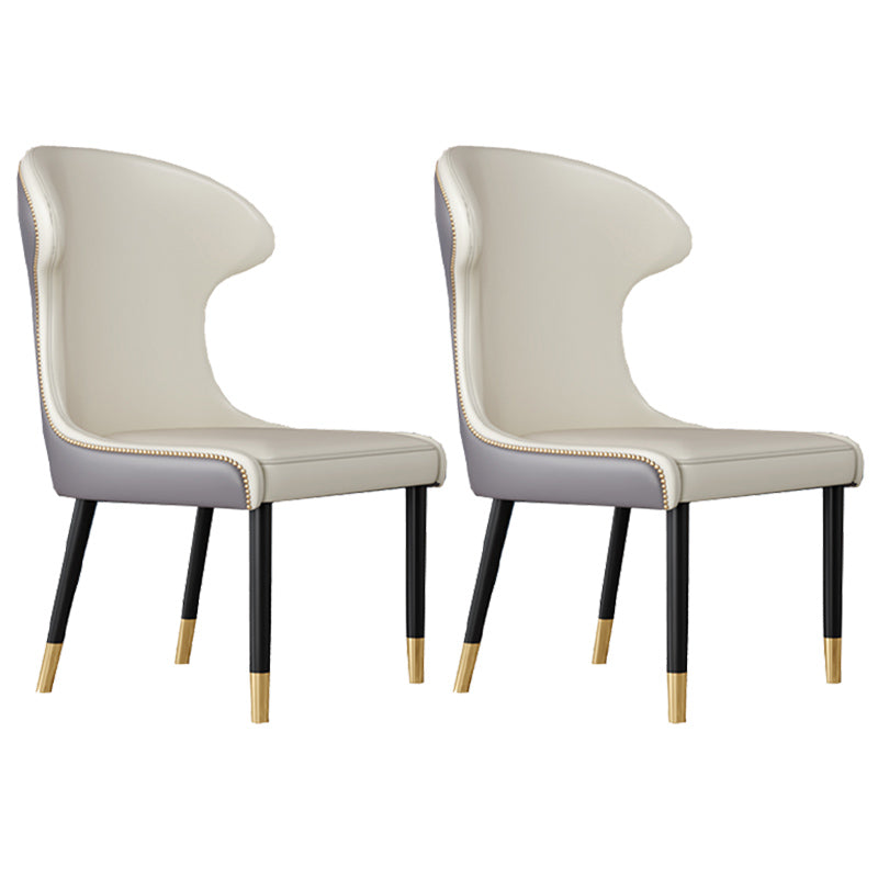 Scandinavian Style Wingback Side Chair Leather Dining Armless Chairs for Home Use White 2 Piece Set Clearhalo ' kitchen&dining_furn' 'Dining Chairs' 'Dining Tables & Seating' 'dining_chair' 'furn' 'furn_dining_chair' 'Furniture' 'furniture_dining_chair' 'Kitchen & Dining Furniture' 'kitchen' 3741511