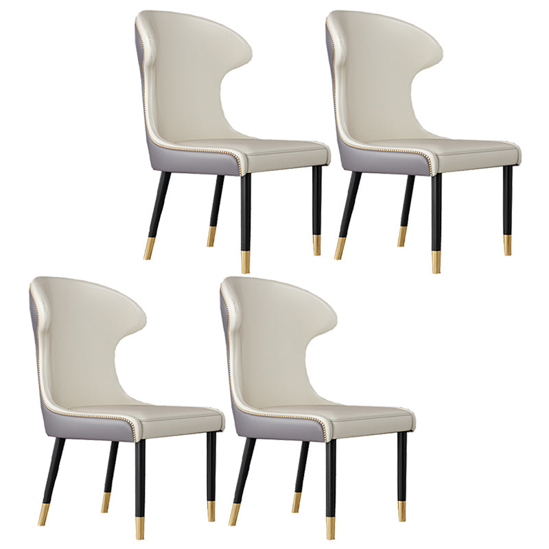 Scandinavian Style Wingback Side Chair Leather Dining Armless Chairs for Home Use White 4 Piece Set Clearhalo ' kitchen&dining_furn' 'Dining Chairs' 'Dining Tables & Seating' 'dining_chair' 'furn' 'furn_dining_chair' 'Furniture' 'furniture_dining_chair' 'Kitchen & Dining Furniture' 'kitchen' 3741513