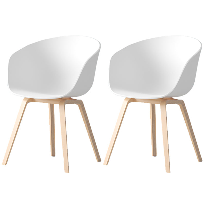 Contemporary Style Dining Room Chairs Kitchen Arm Chairs with Wooden Legs White Natural Wood Set of 2 Clearhalo ' kitchen&dining_furn' 'Dining Chairs' 'Dining Tables & Seating' 'dining_chair' 'Furniture' 'furniture_dining_chair' 'Kitchen & Dining Furniture' 'kitchen' 3741526