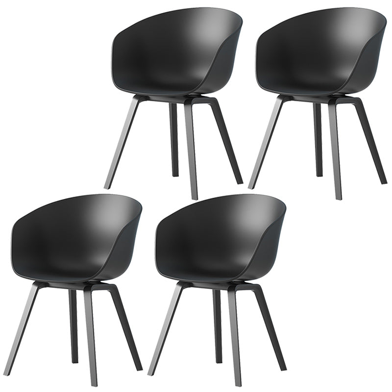Contemporary Style Dining Room Chairs Kitchen Arm Chairs with Wooden Legs Black Black Set of 4 Clearhalo ' kitchen&dining_furn' 'Dining Chairs' 'Dining Tables & Seating' 'dining_chair' 'Furniture' 'furniture_dining_chair' 'Kitchen & Dining Furniture' 'kitchen' 3741543