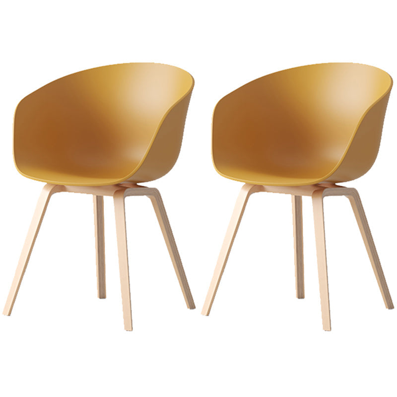 Contemporary Style Dining Room Chairs Kitchen Arm Chairs with Wooden Legs Yellow Natural Wood Set of 2 Clearhalo ' kitchen&dining_furn' 'Dining Chairs' 'Dining Tables & Seating' 'dining_chair' 'Furniture' 'furniture_dining_chair' 'Kitchen & Dining Furniture' 'kitchen' 3741545