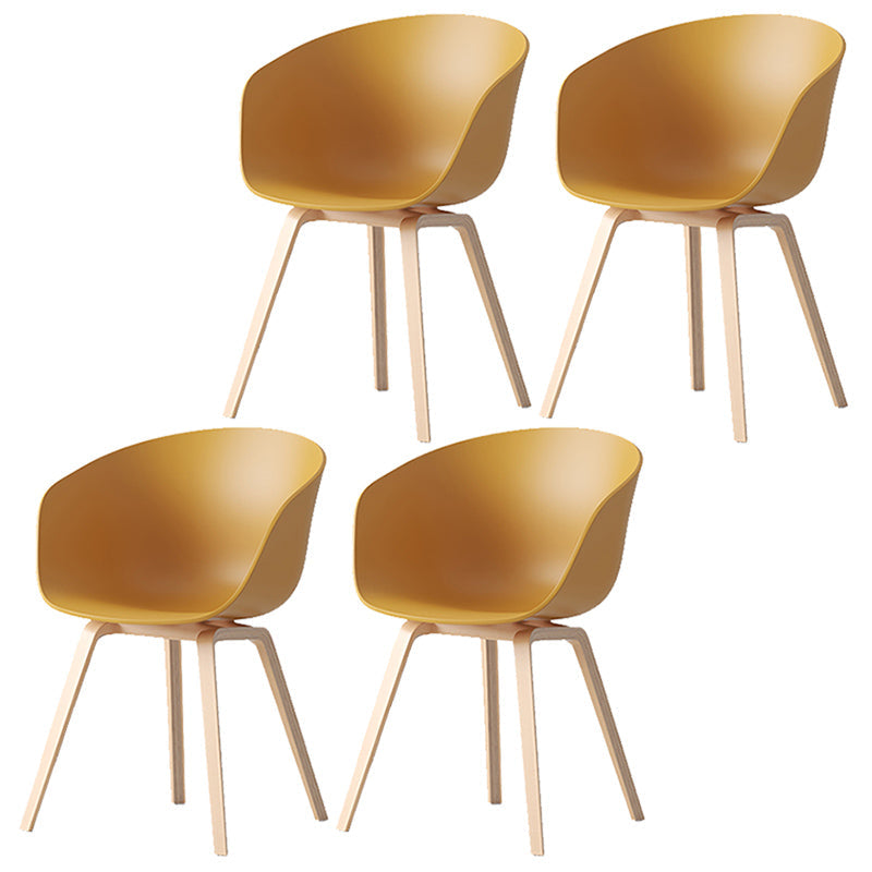 Contemporary Style Dining Room Chairs Kitchen Arm Chairs with Wooden Legs Yellow Natural Wood Set of 4 Clearhalo ' kitchen&dining_furn' 'Dining Chairs' 'Dining Tables & Seating' 'dining_chair' 'Furniture' 'furniture_dining_chair' 'Kitchen & Dining Furniture' 'kitchen' 3741546