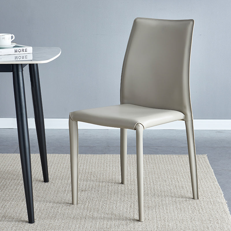 Scandinavian Style Solid Back Dining Chairs Leather Dining Armless Side Chairs Clearhalo ' kitchen&dining_furn' 'Dining Chairs' 'Dining Tables & Seating' 'dining_chair' 'furn' 'furn_dining_chair' 'Furniture' 'furniture_dining_chair' 'Kitchen & Dining Furniture' 'kitchen' 3741553