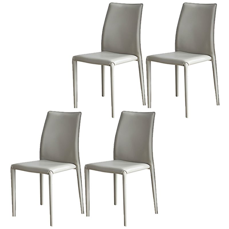 Scandinavian Style Solid Back Dining Chairs Leather Dining Armless Side Chairs Light Gray 4 Piece Set Clearhalo ' kitchen&dining_furn' 'Dining Chairs' 'Dining Tables & Seating' 'dining_chair' 'furn' 'furn_dining_chair' 'Furniture' 'furniture_dining_chair' 'Kitchen & Dining Furniture' 'kitchen' 3741558