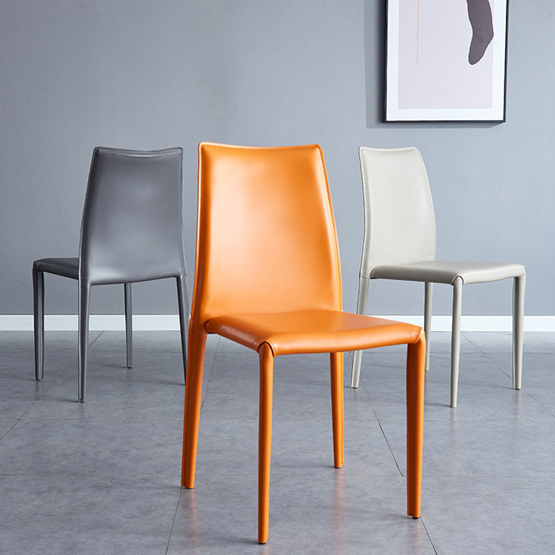 Scandinavian Style Solid Back Dining Chairs Leather Dining Armless Side Chairs Clearhalo ' kitchen&dining_furn' 'Dining Chairs' 'Dining Tables & Seating' 'dining_chair' 'furn' 'furn_dining_chair' 'Furniture' 'furniture_dining_chair' 'Kitchen & Dining Furniture' 'kitchen' 3741559