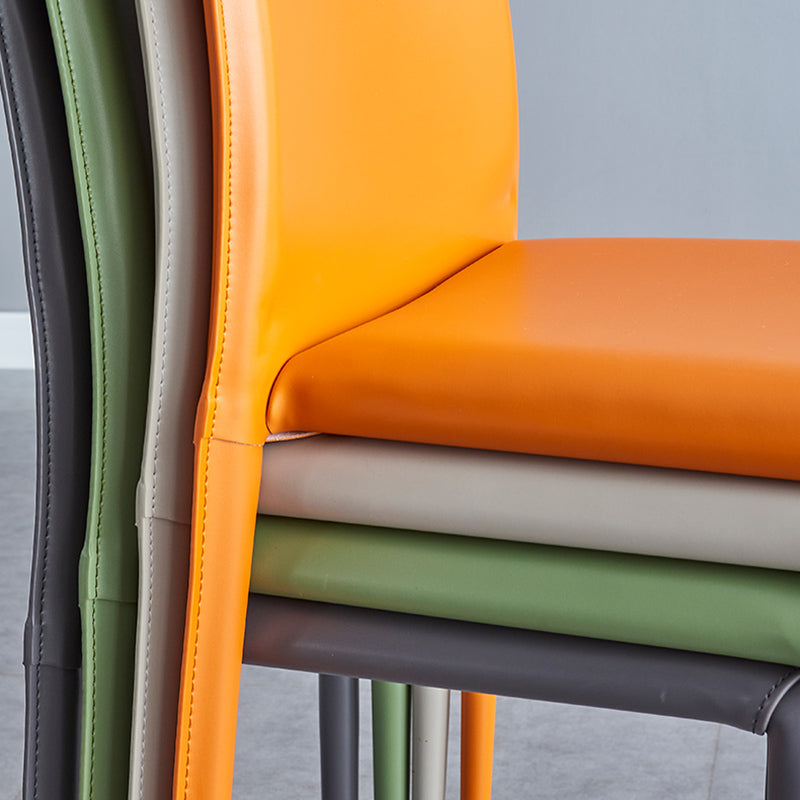 Scandinavian Style Solid Back Dining Chairs Leather Dining Armless Side Chairs Clearhalo ' kitchen&dining_furn' 'Dining Chairs' 'Dining Tables & Seating' 'dining_chair' 'furn' 'furn_dining_chair' 'Furniture' 'furniture_dining_chair' 'Kitchen & Dining Furniture' 'kitchen' 3741560