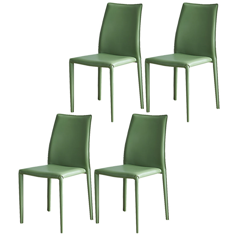 Scandinavian Style Solid Back Dining Chairs Leather Dining Armless Side Chairs Light Green 4 Piece Set Clearhalo ' kitchen&dining_furn' 'Dining Chairs' 'Dining Tables & Seating' 'dining_chair' 'furn' 'furn_dining_chair' 'Furniture' 'furniture_dining_chair' 'Kitchen & Dining Furniture' 'kitchen' 3741565