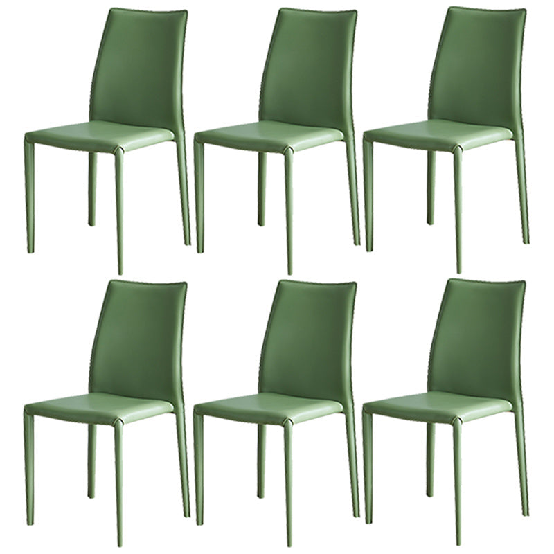 Scandinavian Style Solid Back Dining Chairs Leather Dining Armless Side Chairs Light Green 6 Piece Set Clearhalo ' kitchen&dining_furn' 'Dining Chairs' 'Dining Tables & Seating' 'dining_chair' 'furn' 'furn_dining_chair' 'Furniture' 'furniture_dining_chair' 'Kitchen & Dining Furniture' 'kitchen' 3741567