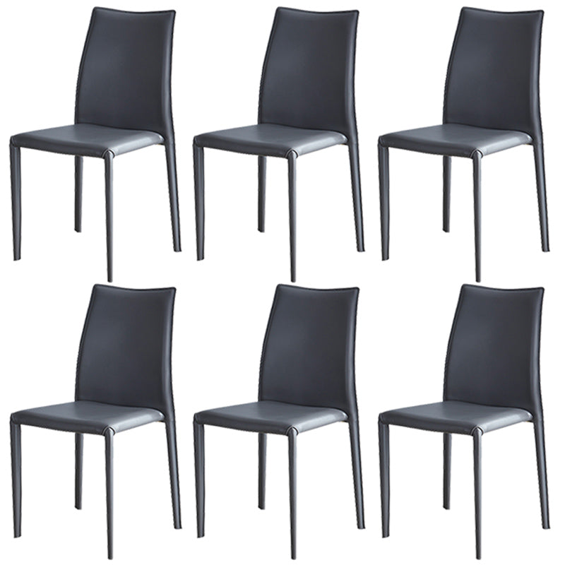 Scandinavian Style Solid Back Dining Chairs Leather Dining Armless Side Chairs Dark Gray 6 Piece Set Clearhalo ' kitchen&dining_furn' 'Dining Chairs' 'Dining Tables & Seating' 'dining_chair' 'furn' 'furn_dining_chair' 'Furniture' 'furniture_dining_chair' 'Kitchen & Dining Furniture' 'kitchen' 3741572
