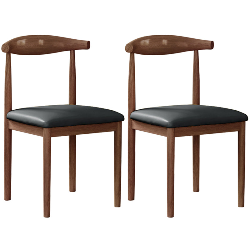 Contemporary Style Metal Chair Set Open Back Side Kitchen Dining Rooms Chair Walnut Black 2 Piece Set Clearhalo ' kitchen&dining_furn' 'Dining Chairs' 'Dining Tables & Seating' 'dining_chair' 'furn' 'furn_dining_chair' 'Furniture' 'furniture_dining_chair' 'Kitchen & Dining Furniture' 'kitchen' 3741606