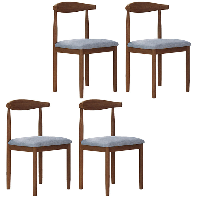 Contemporary Style Metal Chair Set Open Back Side Kitchen Dining Rooms Chair Walnut Blue 4 Piece Set Clearhalo ' kitchen&dining_furn' 'Dining Chairs' 'Dining Tables & Seating' 'dining_chair' 'furn' 'furn_dining_chair' 'Furniture' 'furniture_dining_chair' 'Kitchen & Dining Furniture' 'kitchen' 3741622