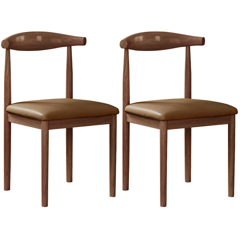 Contemporary Style Metal Chair Set Open Back Side Kitchen Dining Rooms Chair Walnut Brown 2 Piece Set Clearhalo ' kitchen&dining_furn' 'Dining Chairs' 'Dining Tables & Seating' 'dining_chair' 'furn' 'furn_dining_chair' 'Furniture' 'furniture_dining_chair' 'Kitchen & Dining Furniture' 'kitchen' 3741624