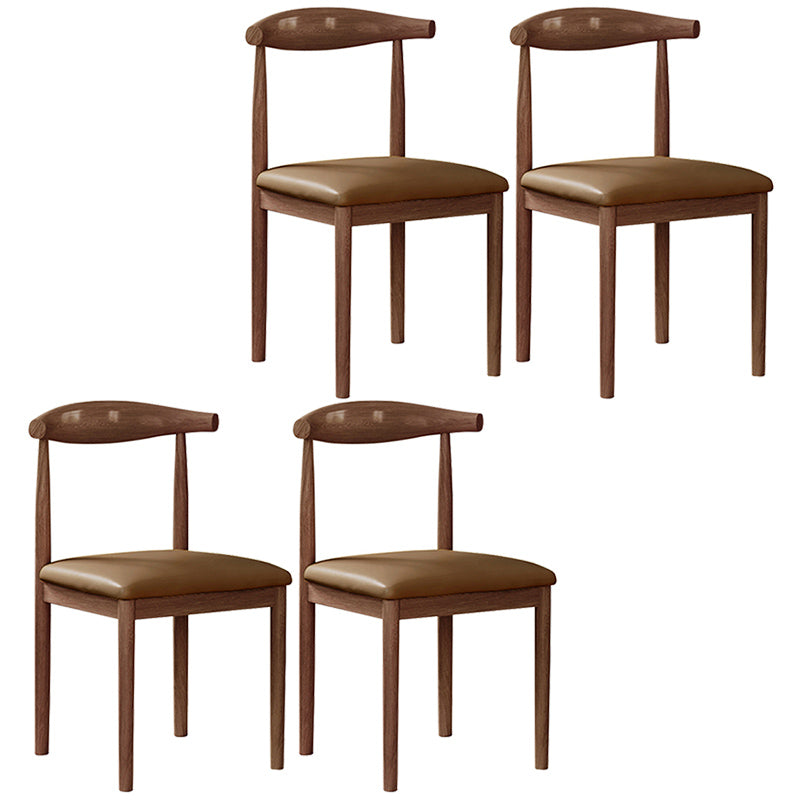 Contemporary Style Metal Chair Set Open Back Side Kitchen Dining Rooms Chair Walnut Brown 4 Piece Set Clearhalo ' kitchen&dining_furn' 'Dining Chairs' 'Dining Tables & Seating' 'dining_chair' 'furn' 'furn_dining_chair' 'Furniture' 'furniture_dining_chair' 'Kitchen & Dining Furniture' 'kitchen' 3741625