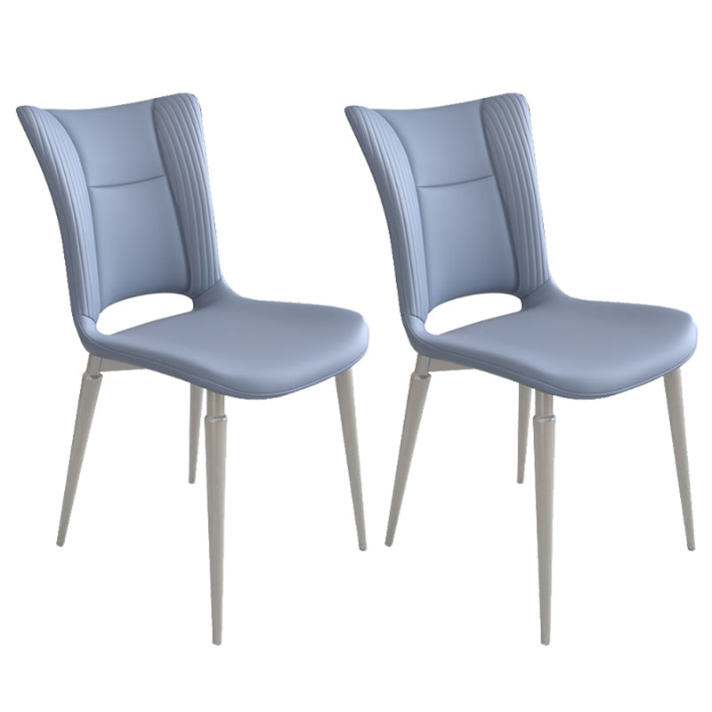 Contemporary Metal Armless Dining Room Chairs Open Back Dining Side Chair for Home Use Light Blue 2 Piece Set Clearhalo ' kitchen&dining_furn' 'Dining Chairs' 'Dining Tables & Seating' 'dining_chair' 'furn' 'furn_dining_chair' 'Furniture' 'furniture_dining_chair' 'Kitchen & Dining Furniture' 'kitchen' 3741633