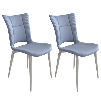 Contemporary Metal Armless Dining Room Chairs Open Back Dining Side Chair for Home Use Light Blue 2 Piece Set Clearhalo ' kitchen&dining_furn' 'Dining Chairs' 'Dining Tables & Seating' 'dining_chair' 'furn' 'furn_dining_chair' 'Furniture' 'furniture_dining_chair' 'Kitchen & Dining Furniture' 'kitchen' 3741633