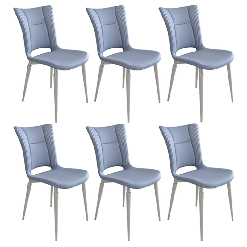 Contemporary Metal Armless Dining Room Chairs Open Back Dining Side Chair for Home Use Light Blue 6 Piece Set Clearhalo ' kitchen&dining_furn' 'Dining Chairs' 'Dining Tables & Seating' 'dining_chair' 'furn' 'furn_dining_chair' 'Furniture' 'furniture_dining_chair' 'Kitchen & Dining Furniture' 'kitchen' 3741636