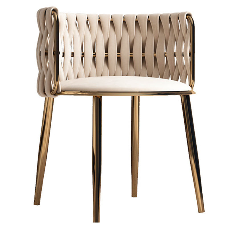 Contemporary Metal Dining Room Armchairs Upholstered Side Chairs for Home Use Off-White 1 Piece Clearhalo ' kitchen&dining_furn' 'Dining Chairs' 'Dining Tables & Seating' 'dining_chair' 'furn' 'furn_dining_chair' 'Furniture' 'furniture_dining_chair' 'Kitchen & Dining Furniture' 'kitchen' 3741651