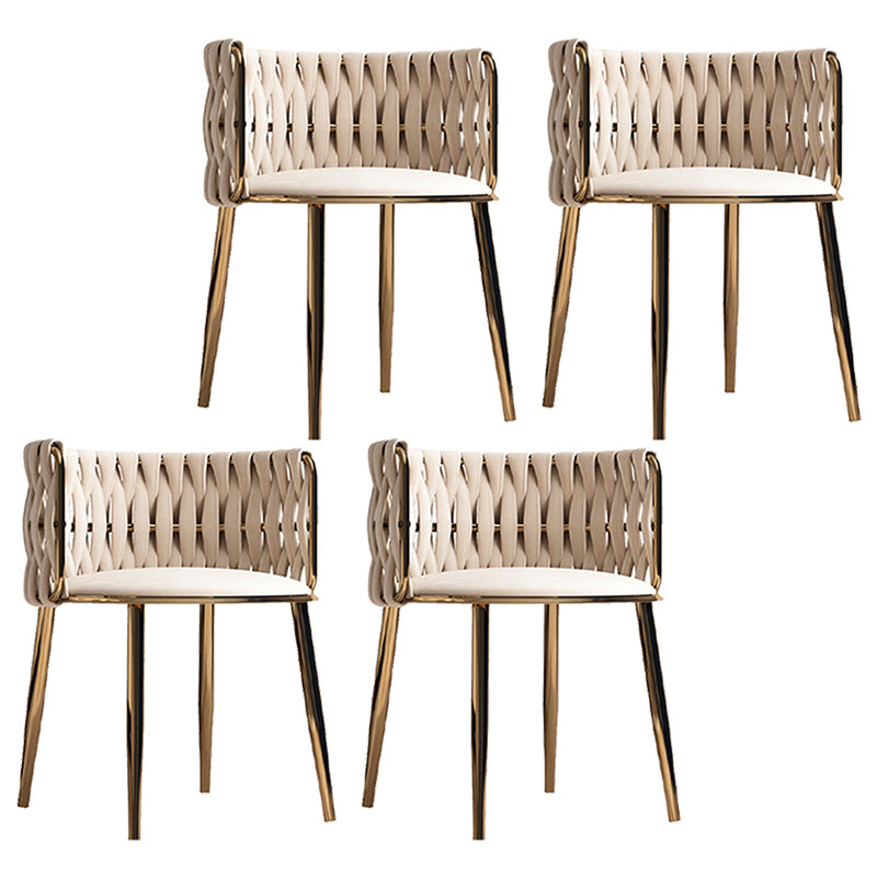 Contemporary Metal Dining Room Armchairs Upholstered Side Chairs for Home Use Off-White 4 Piece Set Clearhalo ' kitchen&dining_furn' 'Dining Chairs' 'Dining Tables & Seating' 'dining_chair' 'furn' 'furn_dining_chair' 'Furniture' 'furniture_dining_chair' 'Kitchen & Dining Furniture' 'kitchen' 3741654