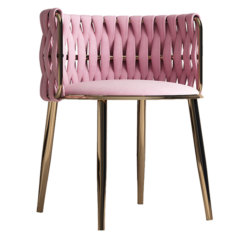 Contemporary Metal Dining Room Armchairs Upholstered Side Chairs for Home Use Rose Bloom 1 Piece Clearhalo ' kitchen&dining_furn' 'Dining Chairs' 'Dining Tables & Seating' 'dining_chair' 'furn' 'furn_dining_chair' 'Furniture' 'furniture_dining_chair' 'Kitchen & Dining Furniture' 'kitchen' 3741657