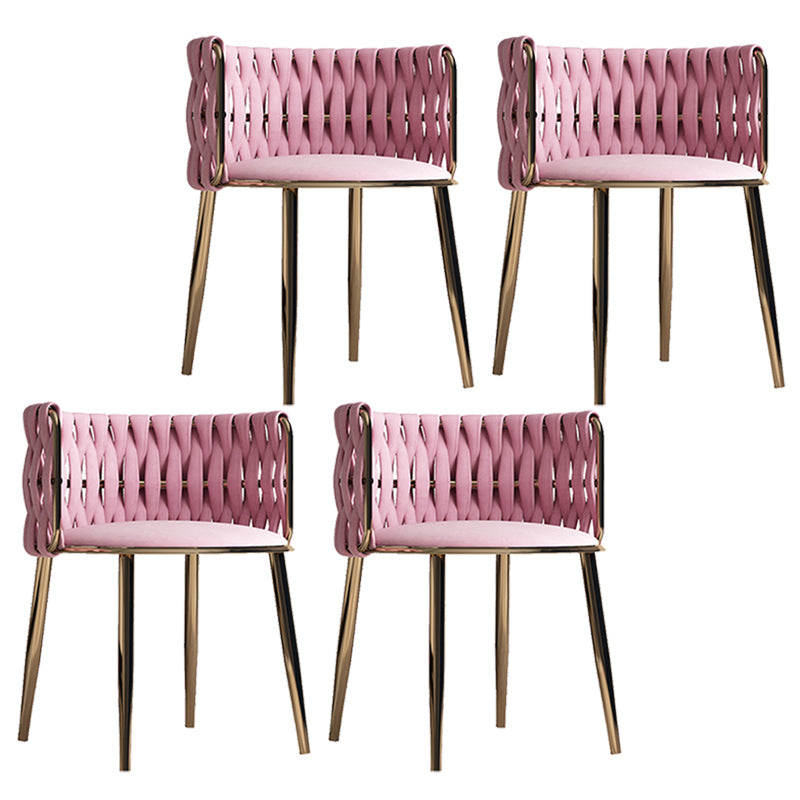 Contemporary Metal Dining Room Armchairs Upholstered Side Chairs for Home Use Rose Bloom 4 Piece Set Clearhalo ' kitchen&dining_furn' 'Dining Chairs' 'Dining Tables & Seating' 'dining_chair' 'furn' 'furn_dining_chair' 'Furniture' 'furniture_dining_chair' 'Kitchen & Dining Furniture' 'kitchen' 3741660