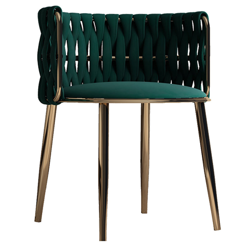 Contemporary Metal Dining Room Armchairs Upholstered Side Chairs for Home Use Blackish Green 1 Piece Clearhalo ' kitchen&dining_furn' 'Dining Chairs' 'Dining Tables & Seating' 'dining_chair' 'furn' 'furn_dining_chair' 'Furniture' 'furniture_dining_chair' 'Kitchen & Dining Furniture' 'kitchen' 3741662