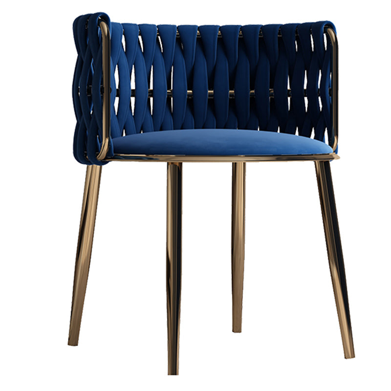 Contemporary Metal Dining Room Armchairs Upholstered Side Chairs for Home Use Blue 1 Piece Clearhalo ' kitchen&dining_furn' 'Dining Chairs' 'Dining Tables & Seating' 'dining_chair' 'furn' 'furn_dining_chair' 'Furniture' 'furniture_dining_chair' 'Kitchen & Dining Furniture' 'kitchen' 3741672