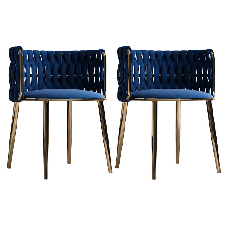 Contemporary Metal Dining Room Armchairs Upholstered Side Chairs for Home Use Blue 2 Piece Set Clearhalo ' kitchen&dining_furn' 'Dining Chairs' 'Dining Tables & Seating' 'dining_chair' 'furn' 'furn_dining_chair' 'Furniture' 'furniture_dining_chair' 'Kitchen & Dining Furniture' 'kitchen' 3741673