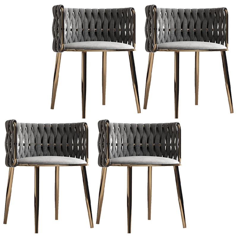 Contemporary Metal Dining Room Armchairs Upholstered Side Chairs for Home Use Light Gray 4 Piece Set Clearhalo ' kitchen&dining_furn' 'Dining Chairs' 'Dining Tables & Seating' 'dining_chair' 'furn' 'furn_dining_chair' 'Furniture' 'furniture_dining_chair' 'Kitchen & Dining Furniture' 'kitchen' 3741677