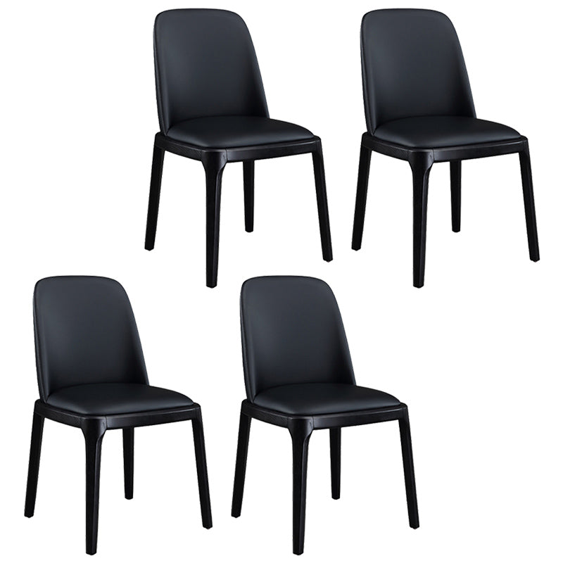 Leather Industrial Restaurant Side Chair Parsons Gray Dining Chair with Black Legs Black 4 Piece Set Clearhalo ' kitchen&dining_furn' 'Dining Chairs' 'Dining Tables & Seating' 'dining_chair' 'furn' 'furn_dining_chair' 'Furniture' 'furniture_dining_chair' 'Kitchen & Dining Furniture' 'kitchen' 3741681