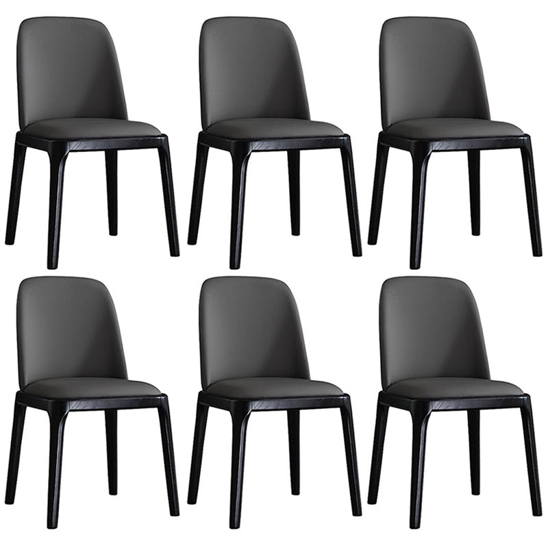 Leather Industrial Restaurant Side Chair Parsons Gray Dining Chair with Black Legs Dark Gray 6 Piece Set Clearhalo ' kitchen&dining_furn' 'Dining Chairs' 'Dining Tables & Seating' 'dining_chair' 'furn' 'furn_dining_chair' 'Furniture' 'furniture_dining_chair' 'Kitchen & Dining Furniture' 'kitchen' 3741694